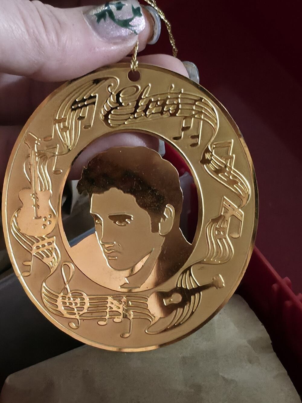 VTG 95 Elvis Presley CHRISTMAS Ornament American Greetings 18K Gold Plated AGC